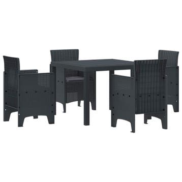 vidaXL Tuin Eetset 5 st Antraciet Polypropyleen, Tuin en Terras, Verzenden, Nieuw, 5 zitplaatsen