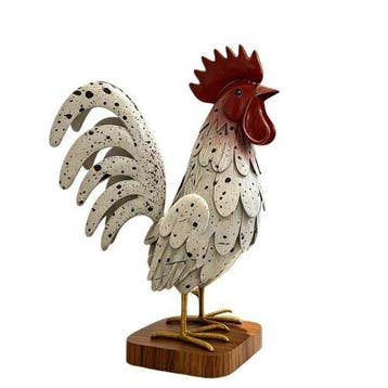 sculptuur, Decorative Iron Rooster Figurine – Large Artistic