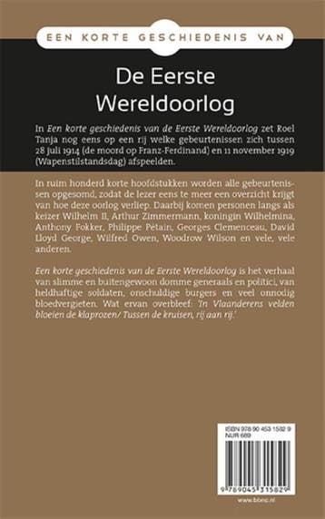 Een korte geschiedenis van de Eerste Wereldoorlog Roel Tanja, Boeken, Verzenden, Gelezen, Roel Tanja