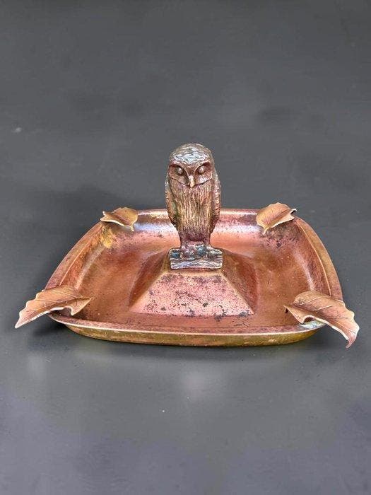 Asbak - 1910s Owl - Art Nouveau - Brons, Koper, Antiek en Kunst, Curiosa en Brocante