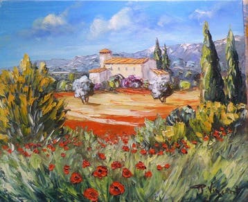 R. Vincent (1954) - Bastide à Vidauban en Provence oeuvre de