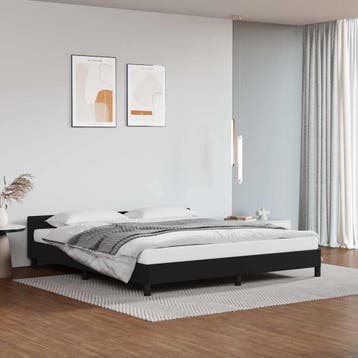 vidaXL Bedframe met hoofdeinde zonder matras 180x200 cm, Overige materialen, Eenpersoons, Verzenden, Zwart