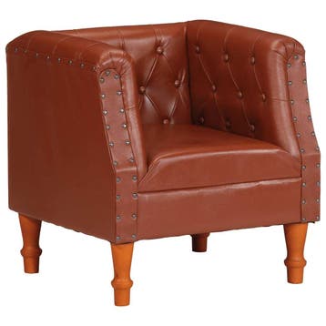 vidaXL Fauteuil echt leer bruin, Verzenden, Nieuw