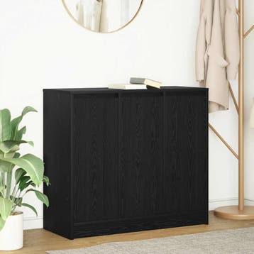 vidaXL Dressoir 85x34x76 cm spaanplaat zwart eikenkleurig, Verzenden, Nieuw, 50 tot 100 cm, 25 tot 50 cm