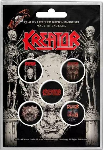 Kreator Button Skull Skeletons 5-pack official merchandis, Ophalen of Verzenden, Nieuw, Gebruiksvoorwerp