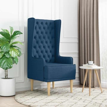 vidaXL Gecapitonneerde stoel met hoge rugleuning Blauw Stof, Huis en Inrichting, Verzenden, Nieuw