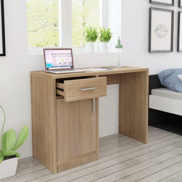 vidaXL Bureau met lade en kastje 100x40x73 cm eiken, Huis en Inrichting, Verzenden, Nieuw