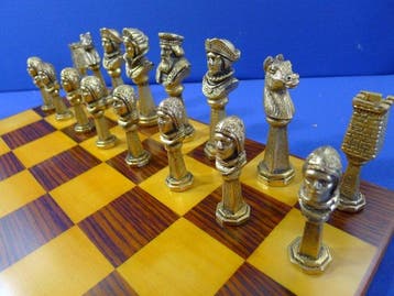 Jeu déchecs en bronze doré & étamé King 105 mm - Schaakspel