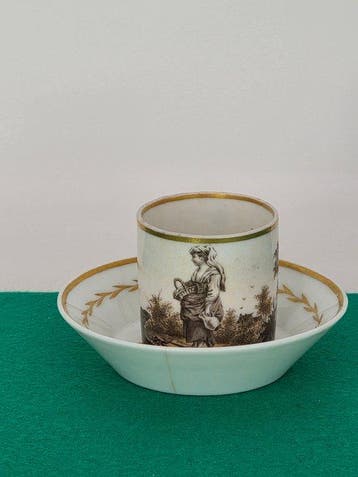 Porcelaine de Paris - Kop en schotel - Porselein, Antiek en Kunst
