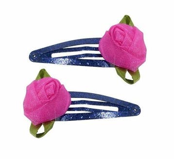 Haarspeld Klikklak 5cm - Roos Bloem - Glitter - Roze Blauw -, Nieuw