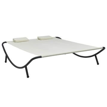 vidaXL Loungebed stof crème, Verzenden, Nieuw