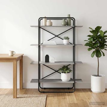 vidaXL Boekenrek 4-laags 100 x 35 x 140 cm PB Grijs Sonoma, 100 tot 150 cm, Verzenden, 100 tot 150 cm, Nieuw