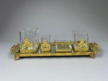 Art Nouveau - Bureauset - Messing, Kristal, Antiek en Kunst