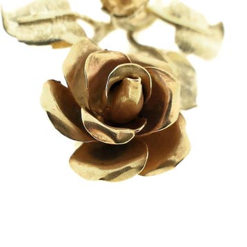 Vintage bicolor gouden broche van een roos, Ophalen of Verzenden, Gebruikt, Goud, Goud