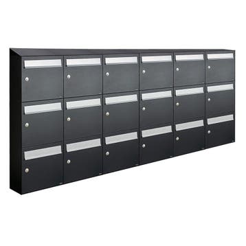 Brievenbusunit Flow set wand 6-breed, 3-hoog - zwart, Verzenden, Nieuw