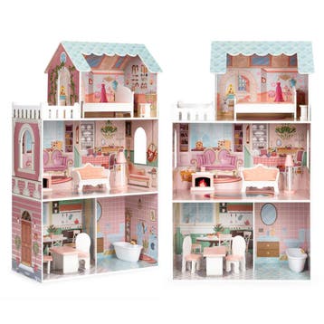 Poppenhuis Hout 106cm | 9 Meubels | Retourdeal 56% Korting, Ophalen of Verzenden, Zo goed als nieuw, Poppenhuis