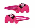 Haarspeld Klikklak 4cm - Olifant - Vilt - Fuchsia Roze - Set, Nieuw