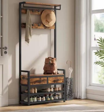 Kapstok met Schoenenbank – 6-in-1 Design met Haken en Laden, Verzenden, Nieuw