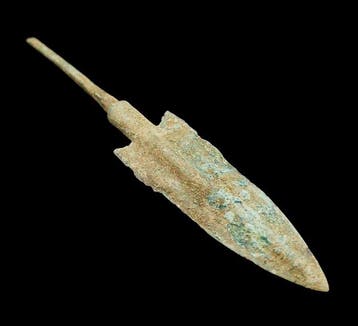 Bronstijd Brons Weerhaakpunt - 142 mm (Zonder minimumprijs), Antiek en Kunst