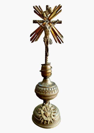 Crucifix - Messing, Koper, Metaal - 1900-1910 - Stralenkrans