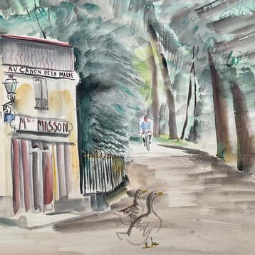 Geneviève Gallibert (1888–1978) - Paysage Guinguette Au