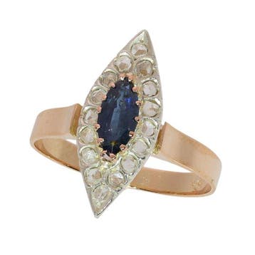 Ring - 18 karaat Roségoud, Geel goud - 0.58ct. tw. Saffier -, Nieuw