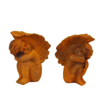 A PAIR OF RUSTY CAST IRON PUTTI BOOK-ENDS (Interieur), Verzenden, Nieuw