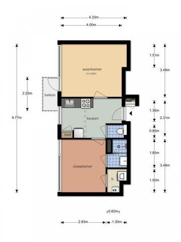 Te Huur 2 Kamer Appartement Auriollaan In Utrecht, Huizen en Kamers, Huizen te huur, Utrecht-stad, Direct bij eigenaar, Appartement