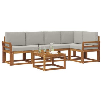 vidaXL Buiten bankenset met kussen 6 pcs Natuurlijk en, Verzenden, Nieuw