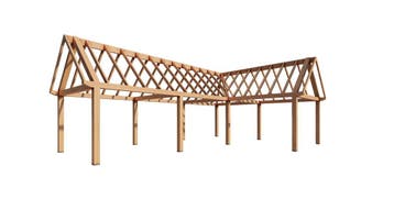 Robuuste Douglas L-Schuur constructie, Ophalen, 200 tot 400 cm, Schuur, Nieuw