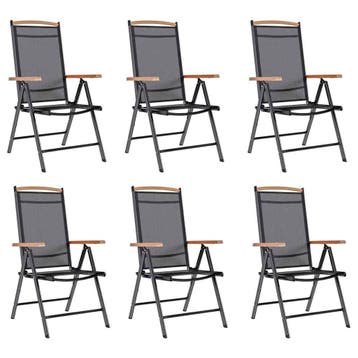 vidaXL Klapstoelen 6 stuks Textilene Zwart, Verzenden, Nieuw