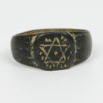 Middeleeuws, Joods Brons Ring die een Davidster afbeeldt, Ex, Sieraden, Tassen en Uiterlijk