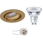 Mat Gouden Kantelbare LED Spot Set 6W - Ronde Inbouwspot War, Ophalen of Verzenden, Nieuw