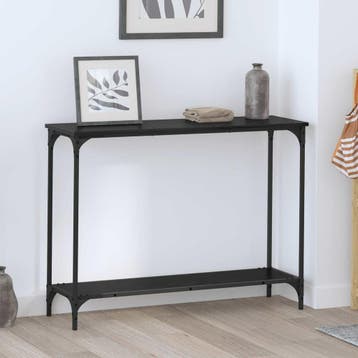 vidaXL Wandtafel met plank Zwart eiken 101 x 30.5 x 75 cm, Huis en Inrichting, Verzenden, Nieuw, 60 cm of meer