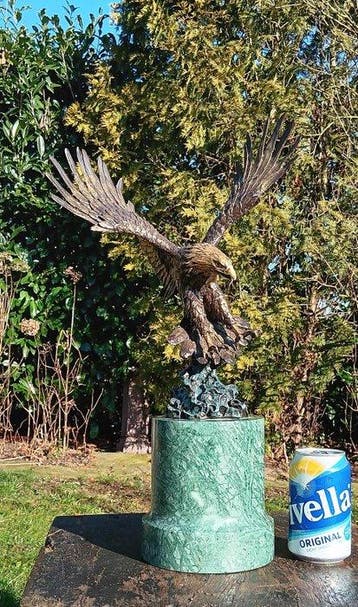 sculptuur, adelaar in vlucht - 45 cm - brons marmer, Antiek en Kunst