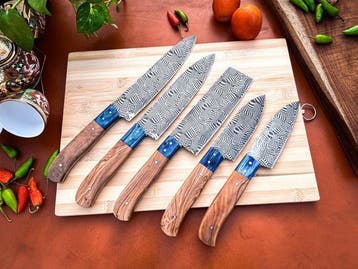 Keukenmes - Kitchen knife set - 742 - Staal, Hout,
