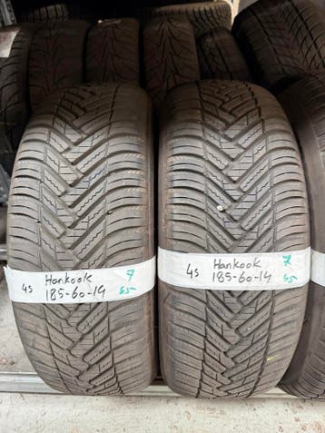 185-60-14 Hankook ALL SEASON 7mm Incl Montage 185 60 14, Ophalen, 14 inch, Gebruikt, 185 mm