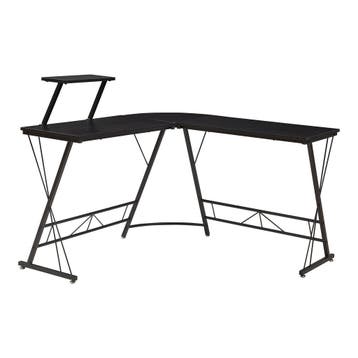 Bureau Yremso L-vormig 122x122x98 cm zwart [en.casa], Huis en Inrichting, Bureaus, Verzenden, Nieuw
