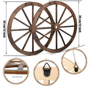 Set van 2 Houten Wagenwiel Decoratie Western Cowboy Wanddeco, Verzenden, Nieuw