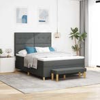 vidaXL Boxspring bed met kussen Donkergrijs 200 x 140 cm, Verzenden, Nieuw, Grijs