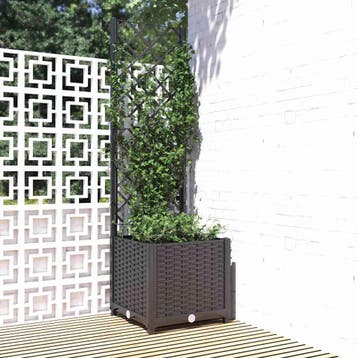 vidaXL Plantenbak met trellis zwart 40x40x136 cm PP, Verzenden, Nieuw, Minder dan 60 cm, 60 cm of meer