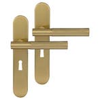 Differnz Utrecht deurkruk ovaal schild - sleutel 56 mm goud, Ophalen of Verzenden, Nieuw, Koper of Messing, Klink of Kruk