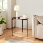 Bijzettafel Ulökantaa rond rookglas 50x50 cm bruin [en.casa], Verzenden, Nieuw