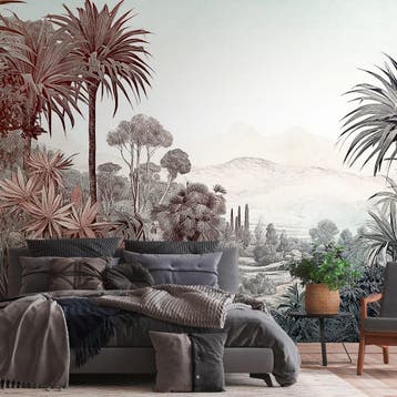 Profhome 399031-GU Fotobehang jungle mat bruin blauw 3,71 m, Huis en Inrichting, Stoffering | Behang, Verzenden