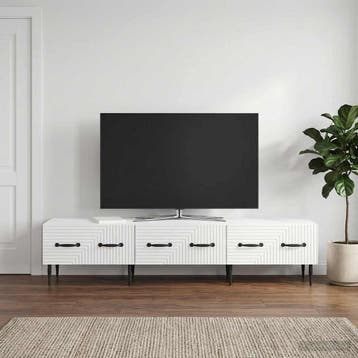 vidaXL TV-kast met lade Hoogglans Wit 147 x 34,5 x 30 cm, Huis en Inrichting, Kasten | Televisiemeubels, Minder dan 50 cm, Verzenden