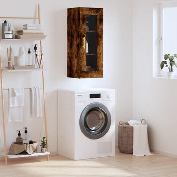 vidaXL Bovenkast 34,5x34x90 cm gerookt eikenkleurig, Minder dan 50 cm, Verzenden, Nieuw, Minder dan 100 cm