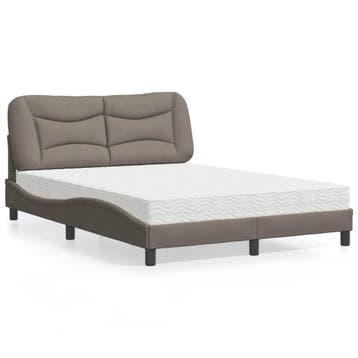 vidaXL Bed met matras Hvar stof taupe 120x200 cm, Verzenden, Nieuw, Twijfelaar, 120 cm