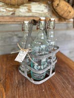 Zinken flessenrekken voor 4 flessen, Verzenden, Zo goed als nieuw, Metaal