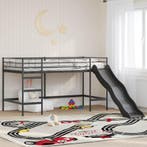 vidaXL Kinder loft bedframe met glijbaan Zwart en Anthraciet, Verzenden, Nieuw, Zwart, Metaal