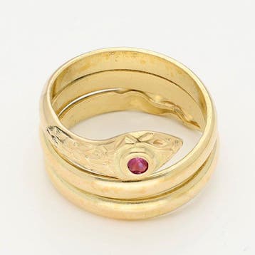 Ring - 18 karaat Geel goud - Robijn, Nieuw